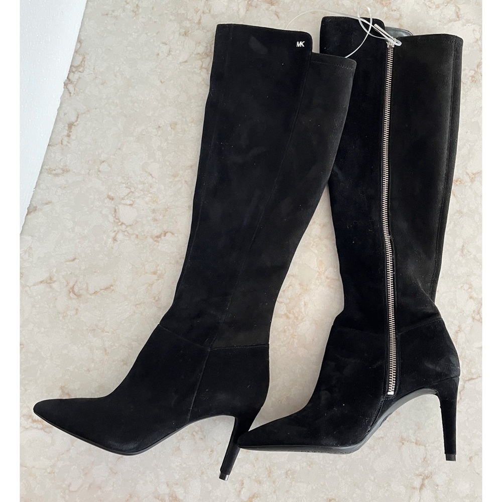 Michael Kors Black Suede High Heeled Knee Boots 6 NWT